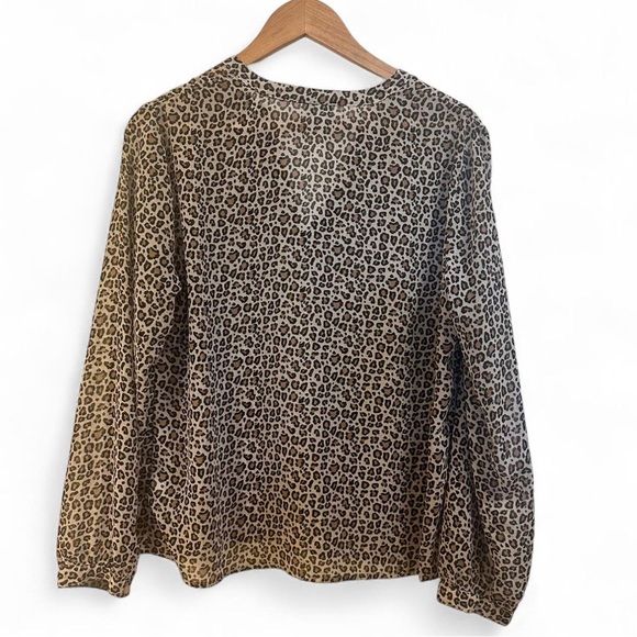 A New Day Leopard Print Sheer V Neck Blouse - Picture 2 of 6